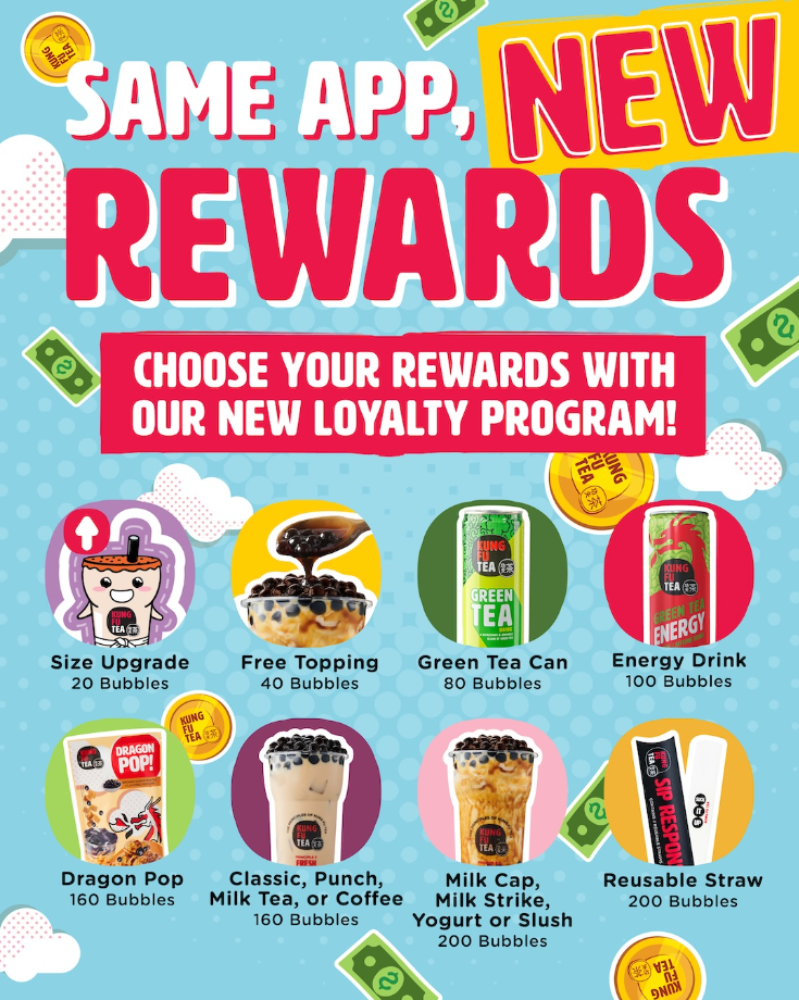 Kung Fu Tea Loyalty Rewards Menu Deal USA