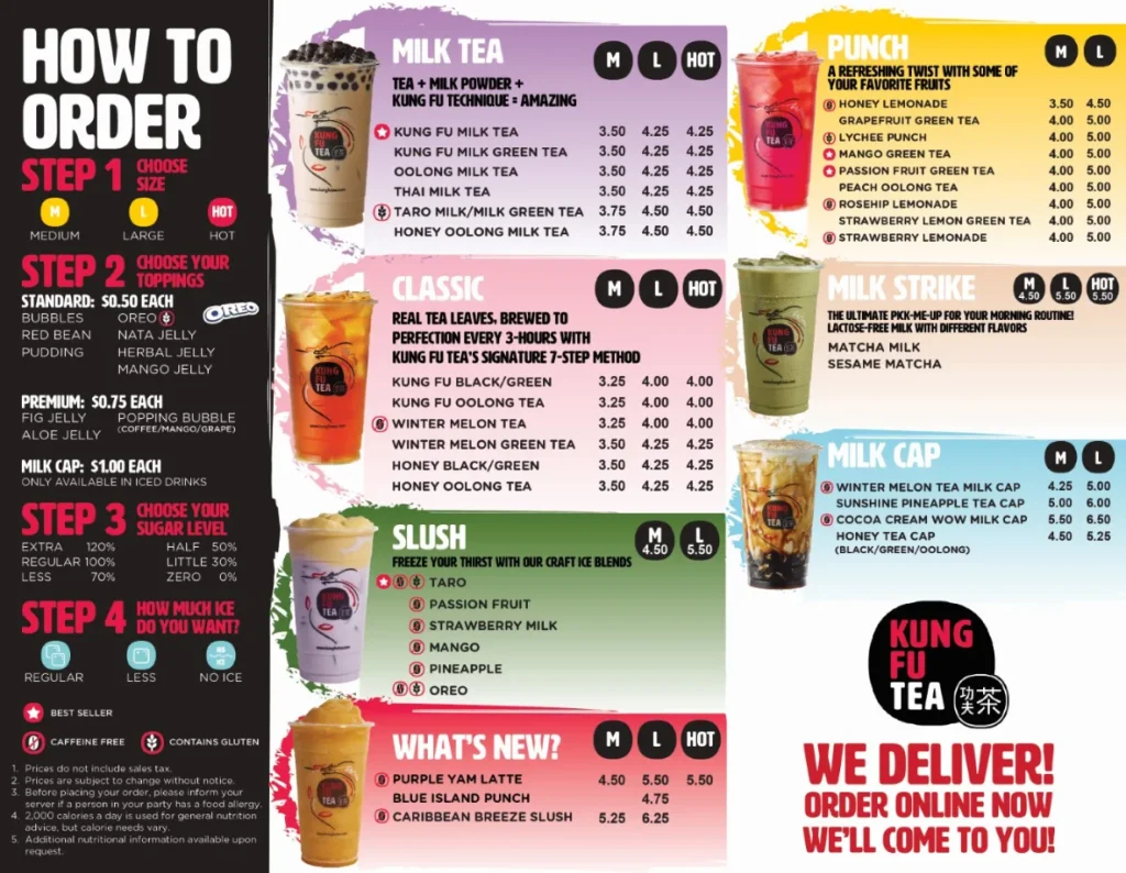 Kung Fu Tea Menu Updated Prices USA