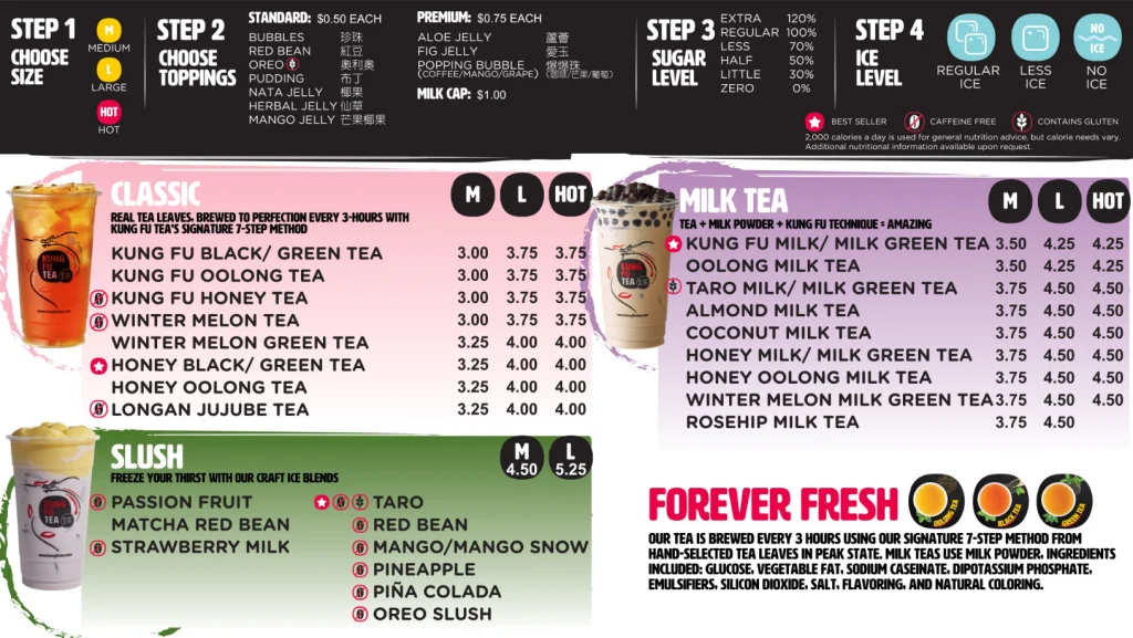 Kung Fu Tea Menu With Prices USA