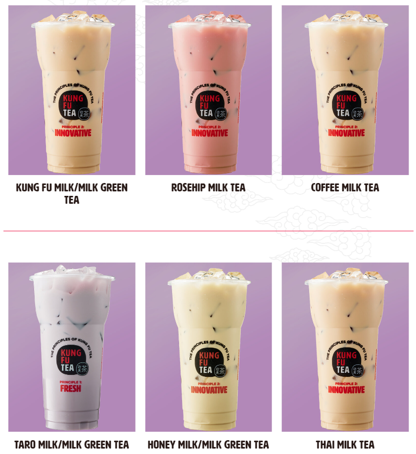 Kung Fu Tea Milk Tea Menu USA