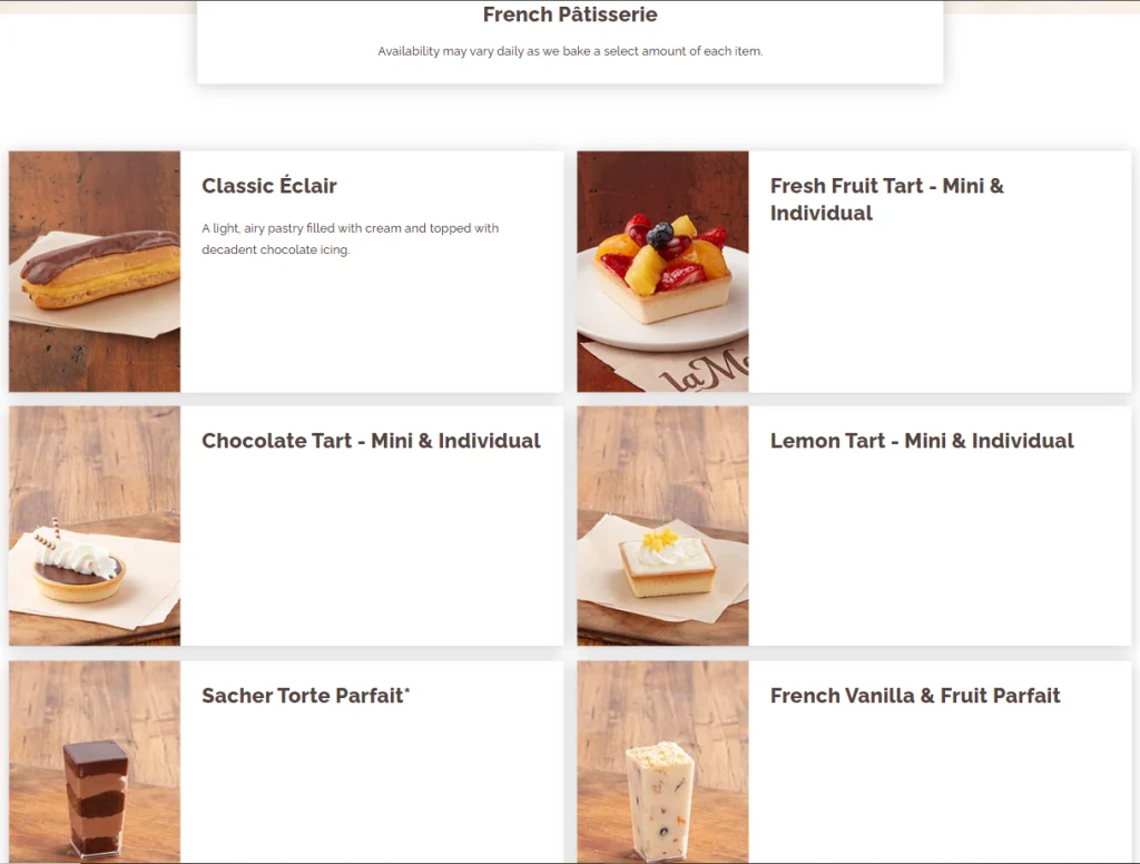 La Madeleine Bakery & Pastries Menu USA