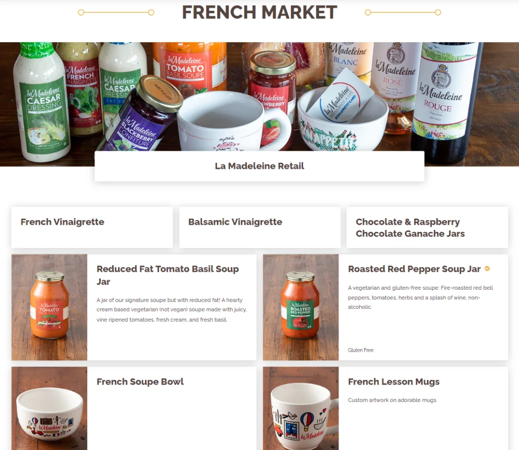 La Madeleine French Market & Grocery Menu USA