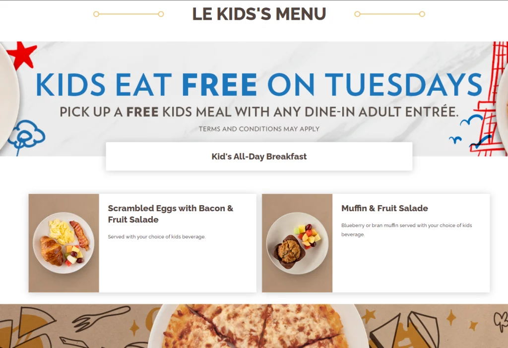 La Madeleine Kid’s Menu USA