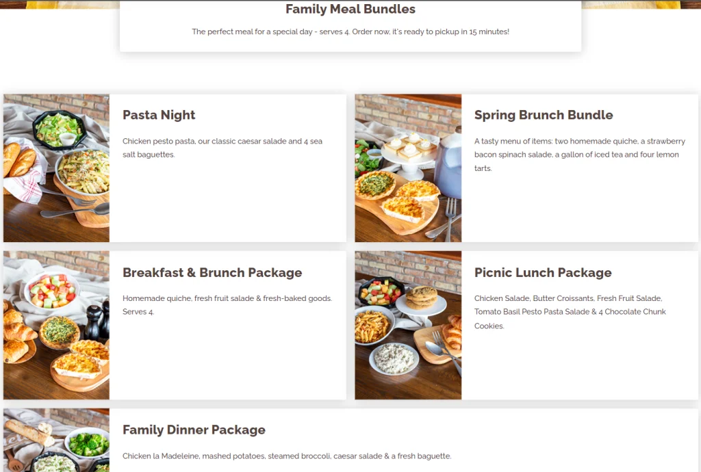 La Madeleine Meal Bundles & Kits Menu USA