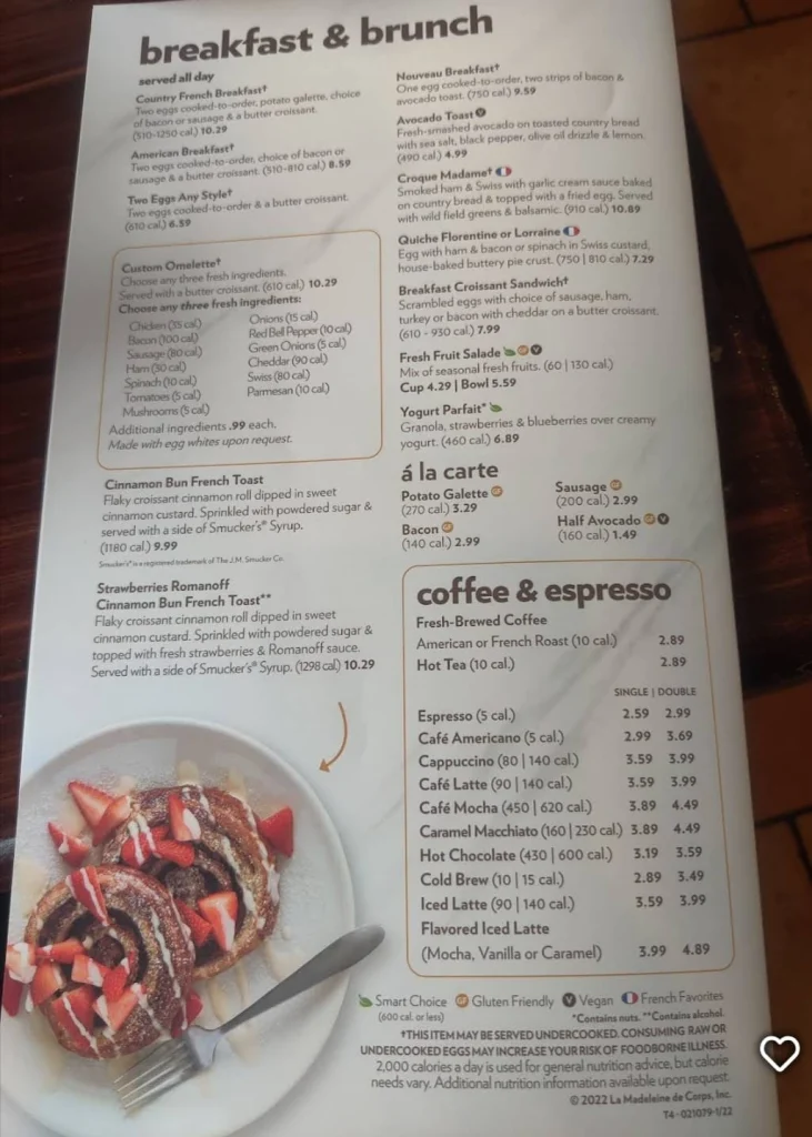 La Madeleine Menu Updated Prices USA