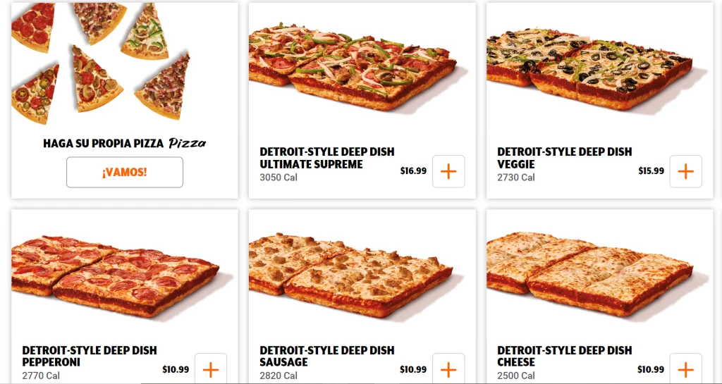 Little Caesars Deep!Deep! Dish Pizzas Menu USA