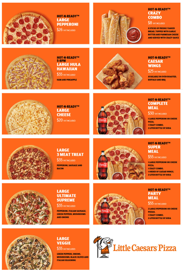 Little Caesars Menu With Prices USA