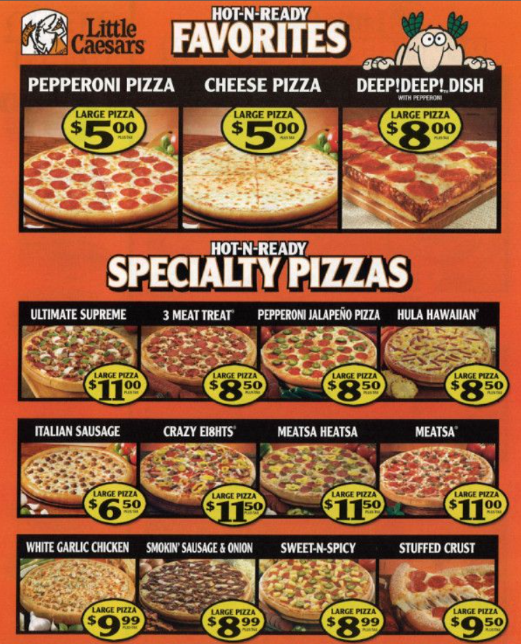 Little Caesars Specialty Pizzas Menu Deal USA