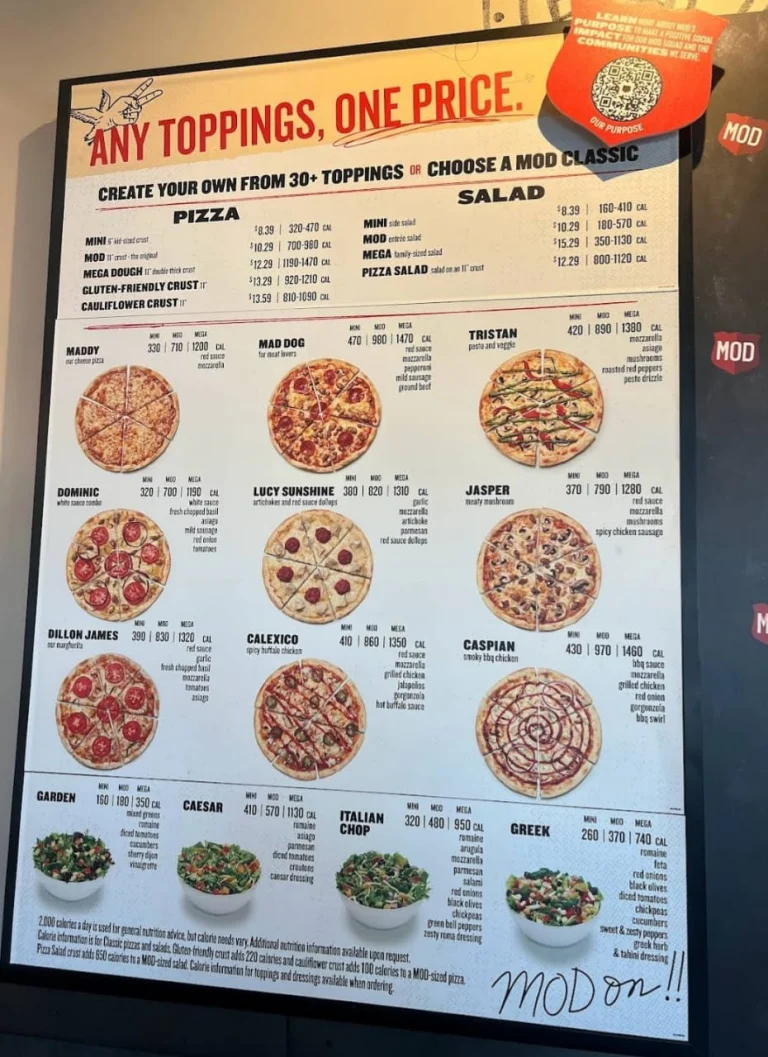 Mod Pizza Menu USA