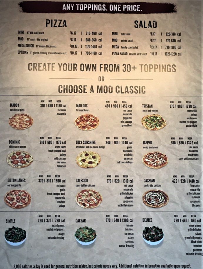 Mod Pizza Menu Updated Prices USA