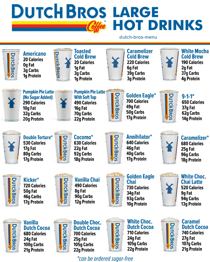 Nutrition About Values Dutch Bros Large Hot Drinks Menu USA