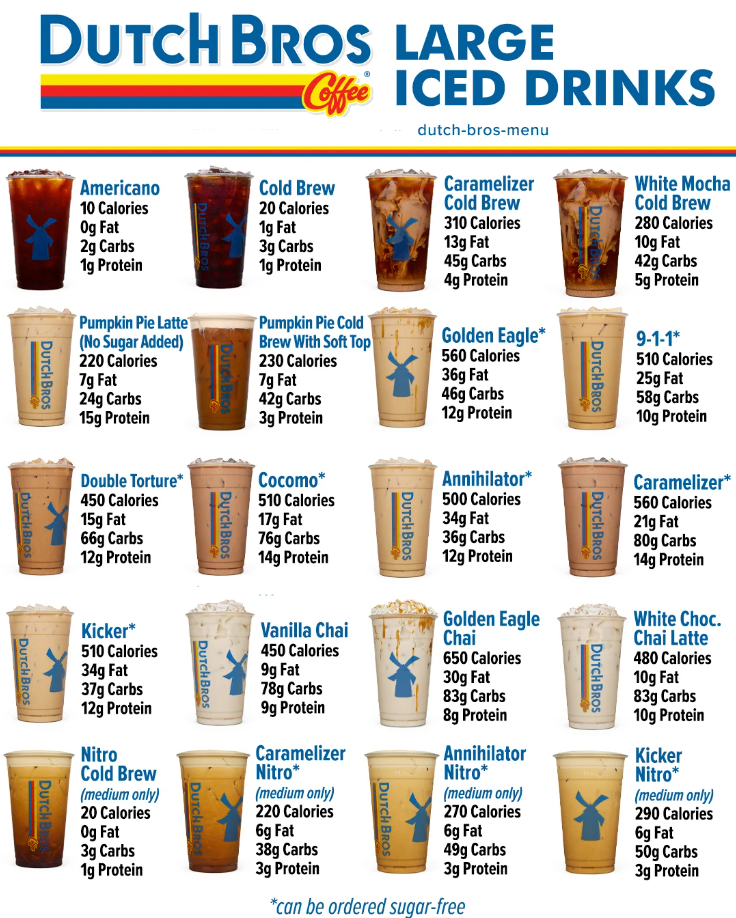 Nutrition About Values Dutch Bros Large Iced Drinks Menu USA