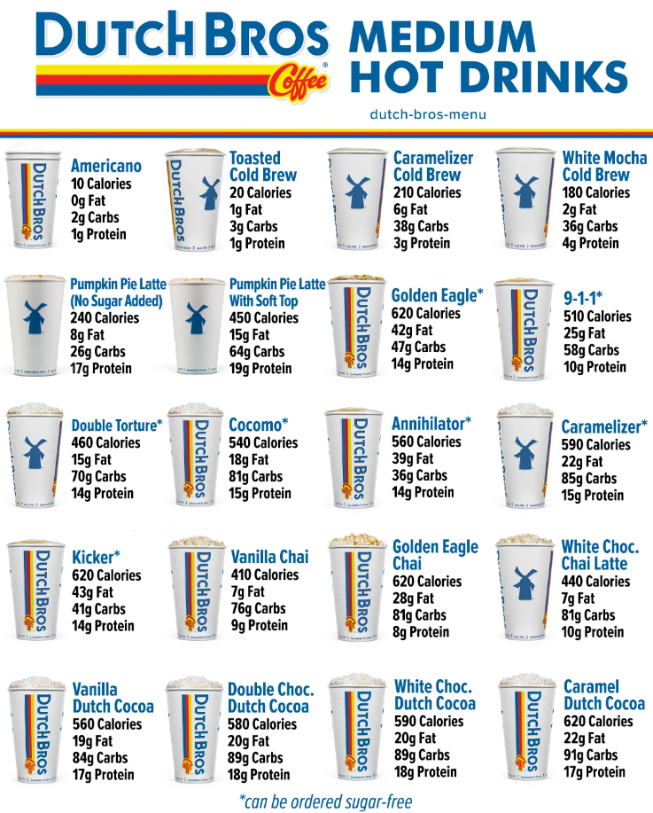 Nutrition About Values Dutch Bros Medium Hot Drinks Menu USA