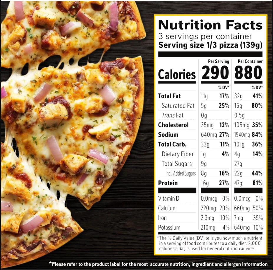 Nutrition Values About California Pizza Kitchen Menu USA