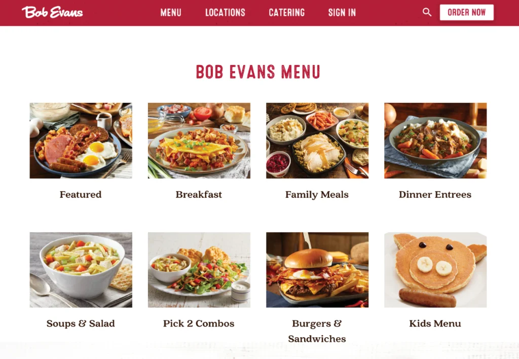 Order Bob Evans Menu USA