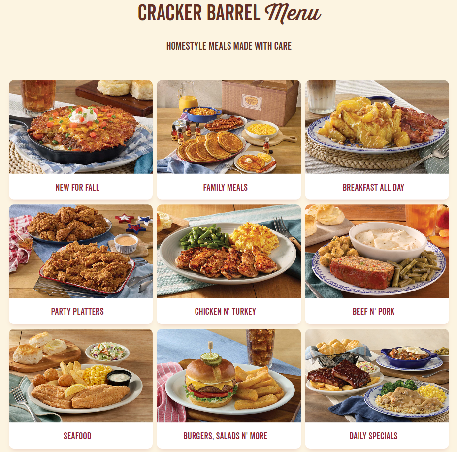 Order Cracker Barrel Menu USA