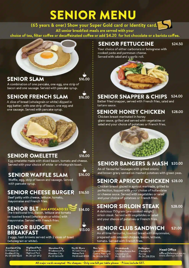 Order Denny’s Menu USA