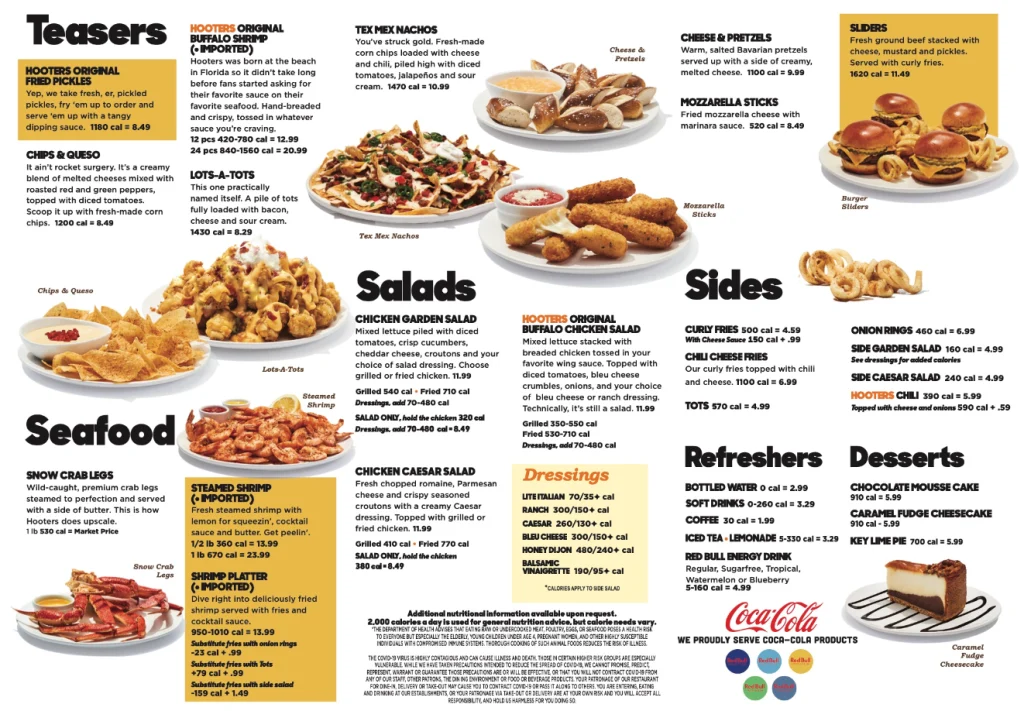 Order Hooters Menu USA