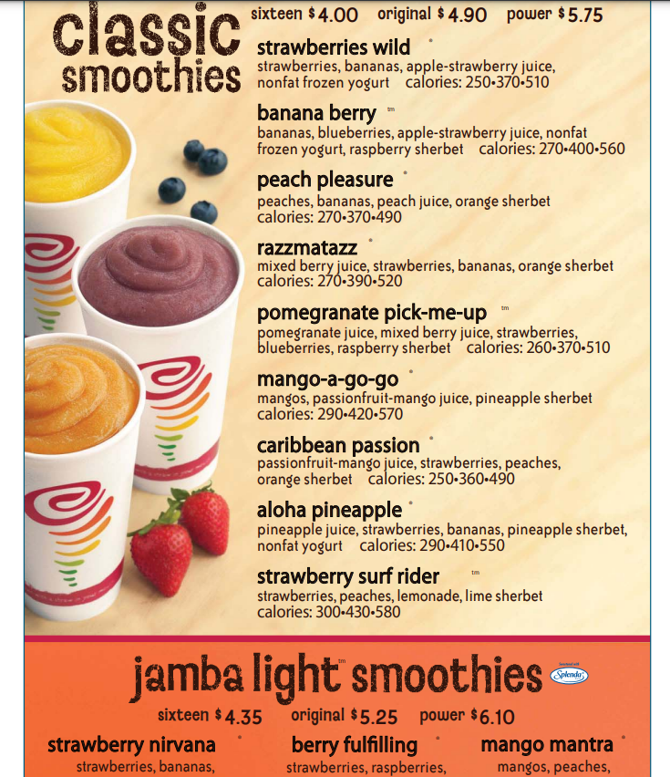 Order Jamba Juice Menu USA