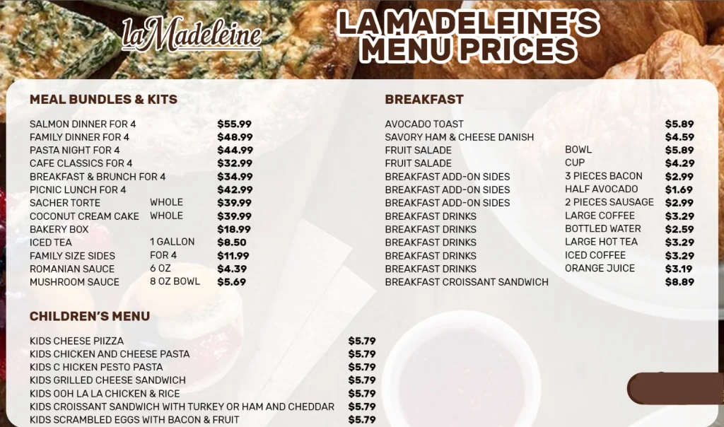 Order La Madeleine Menu USA