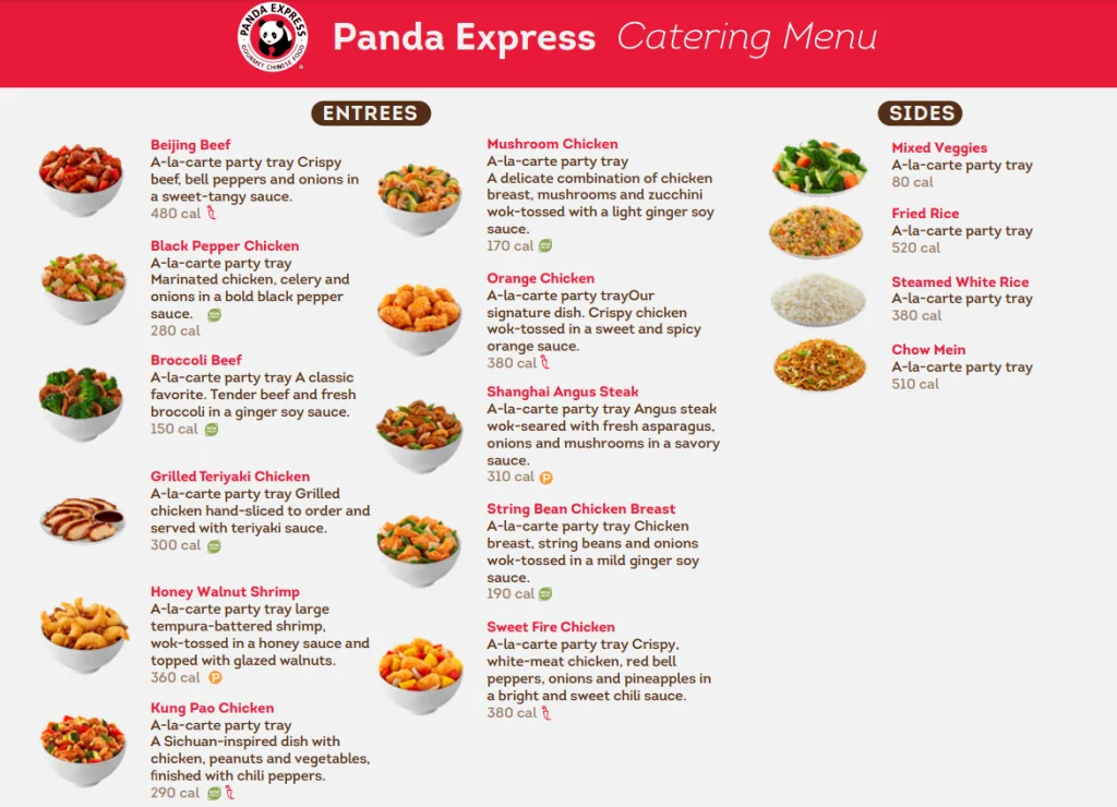 Order Panda Express Catering Menu USA