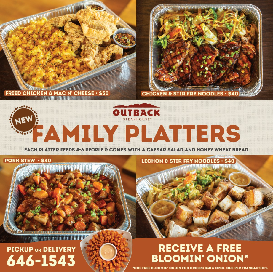 Outback Steakhouse Family Bundles Menu Deal USA