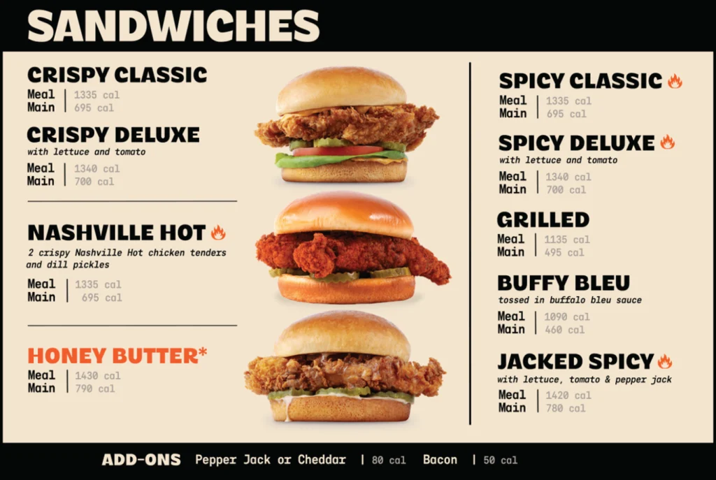 PDQ Sandwiches Menu USA