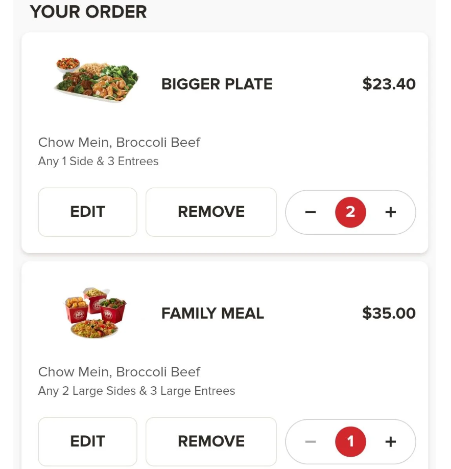 Panda Express Bigger Plate Menu USA