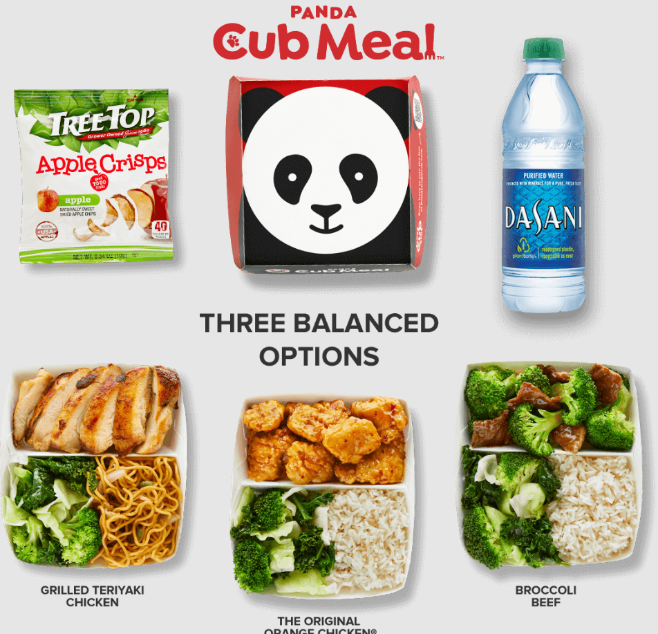 Panda Express Cub Meal Menu USA