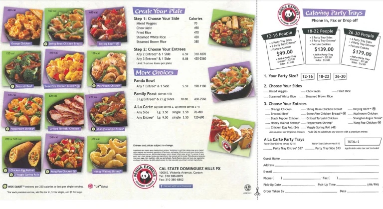 Panda Express Menu USA