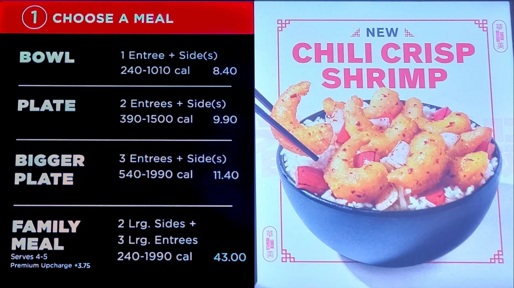 Panda Express Menu Prices USA