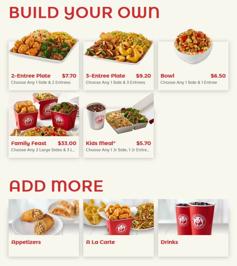 Panda Express Plate Menu USA