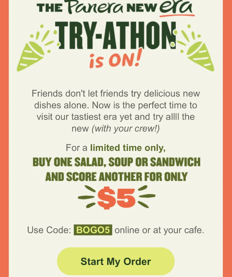 Panera Bread BOGO Free Menu Deal USA