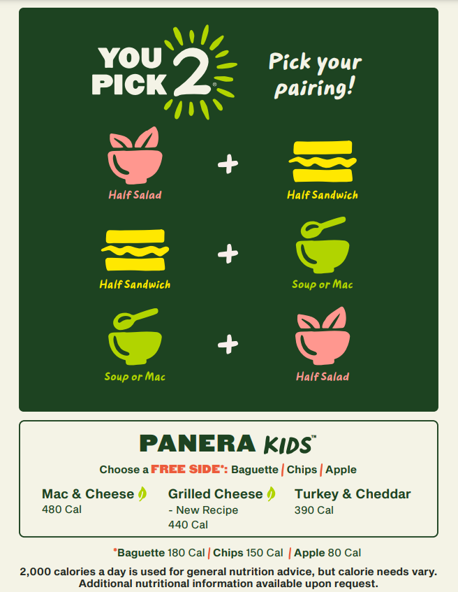 Panera Bread Kids Menu USA