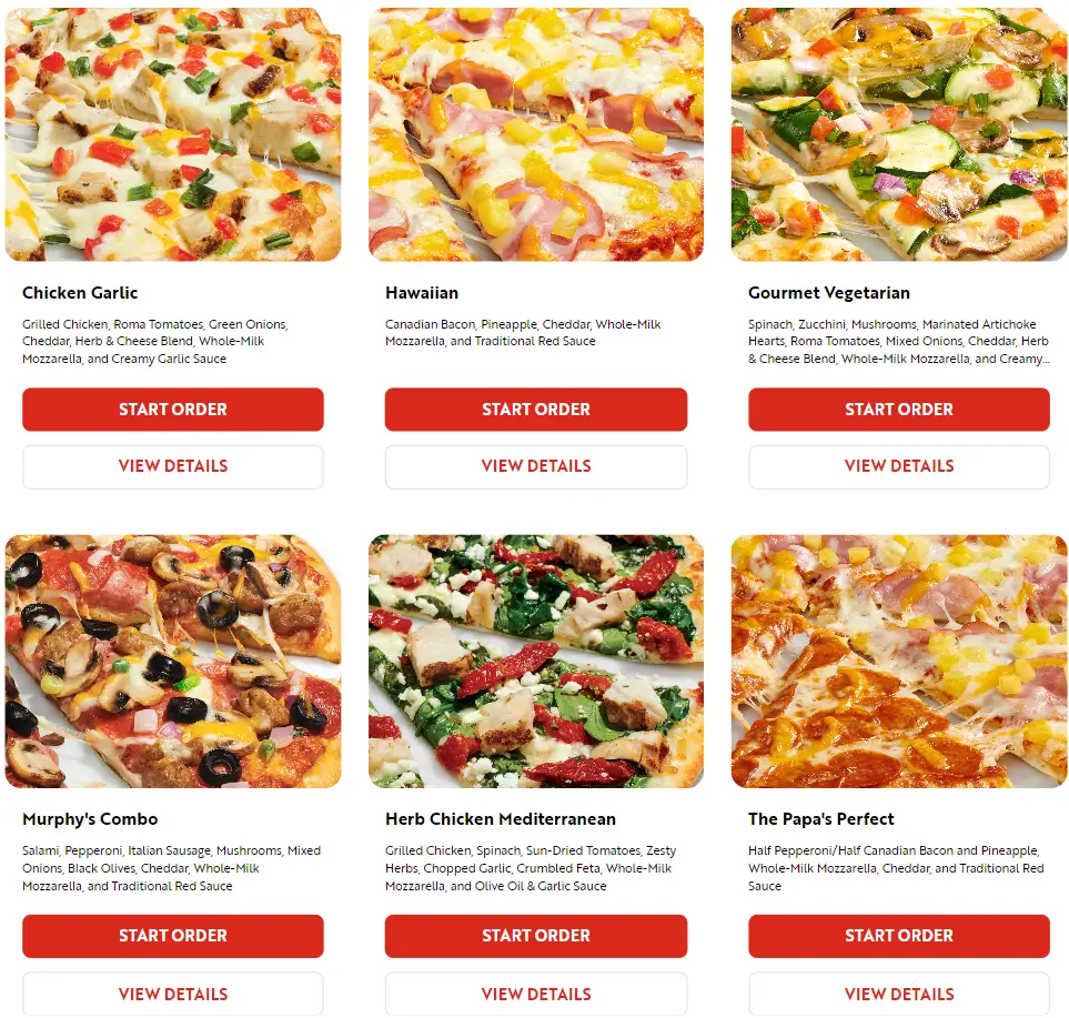 Papa Murphy’s Classics and Specials Pizza Menu USA