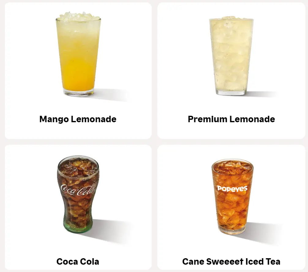 Popeyes Beverages Menu USA