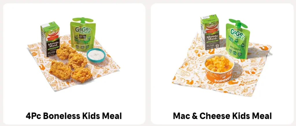 Popeyes Kids Meals Menu USA