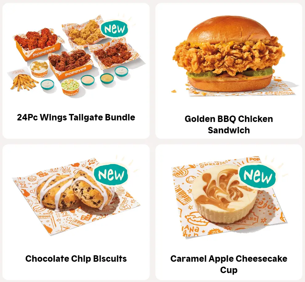 Popeyes New & Limited Time Offerings Menu USA