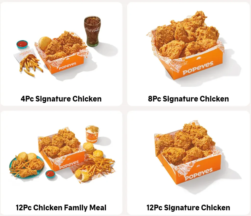 Popeyes Signature Chicken Menu USA