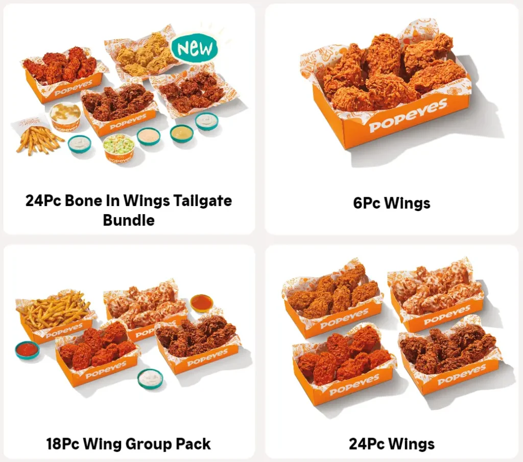 Popeyes Wings Group Pack Menu USA