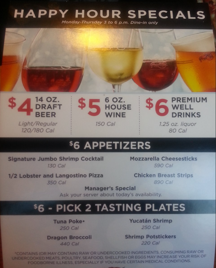 Red Lobster Happy Hour Specials Menu Deal USA