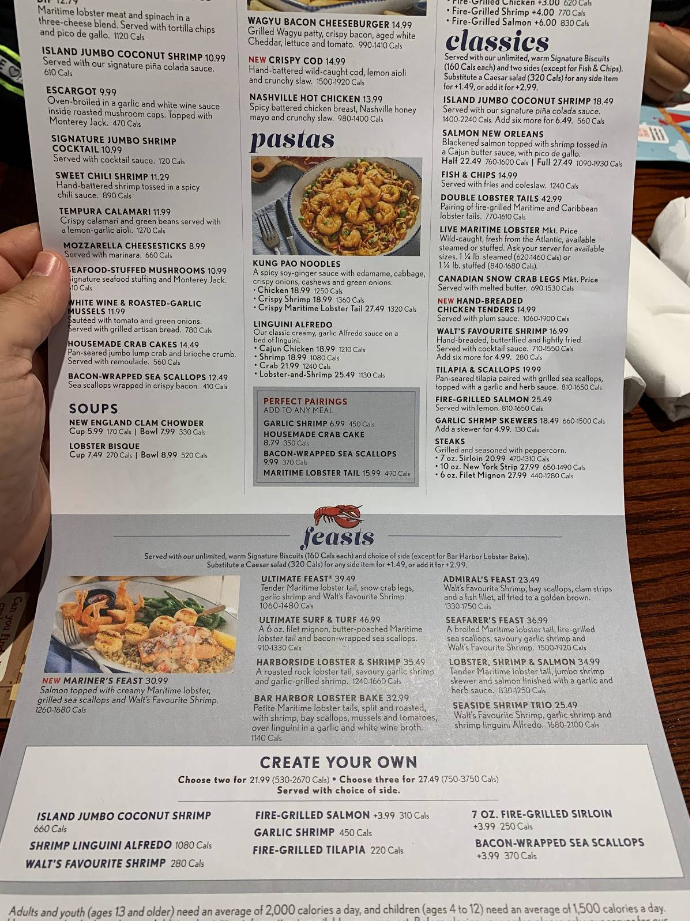 Red Lobster Menu With Prices USA