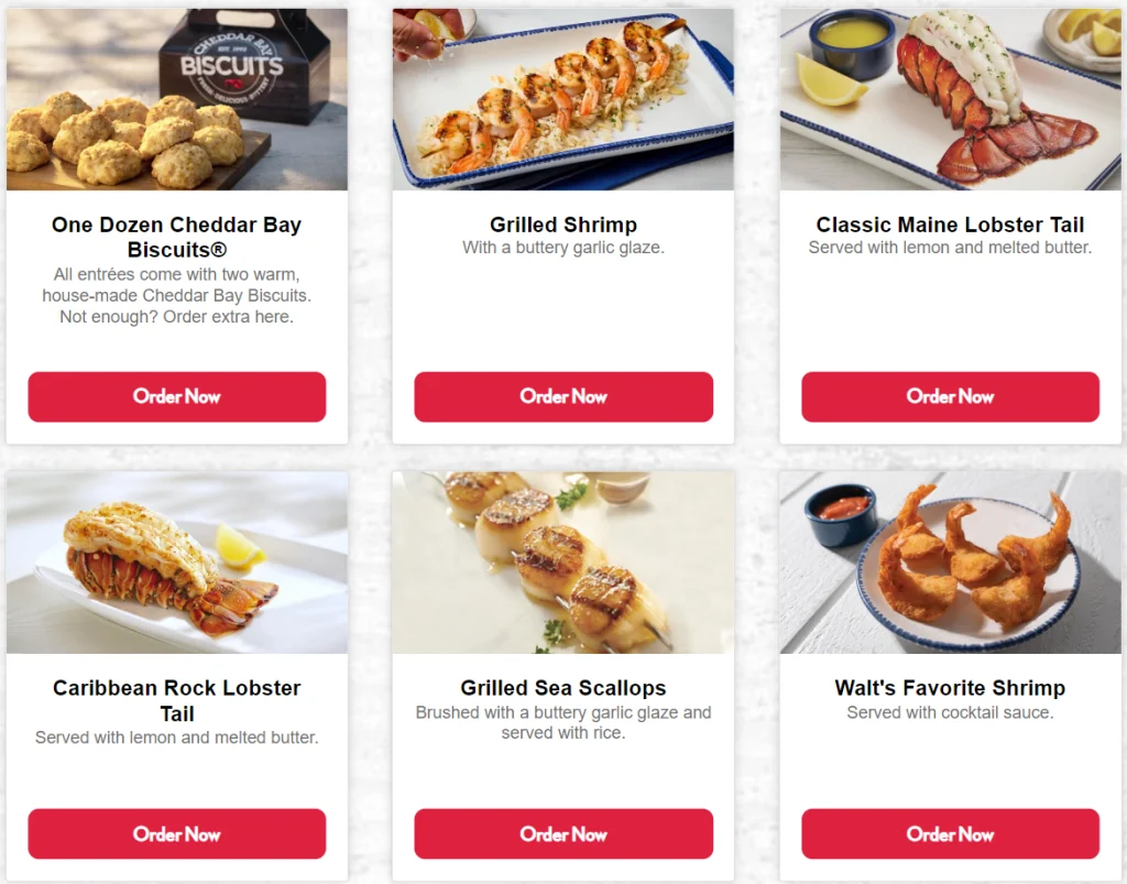 Red Lobster Most Popular Menu USA