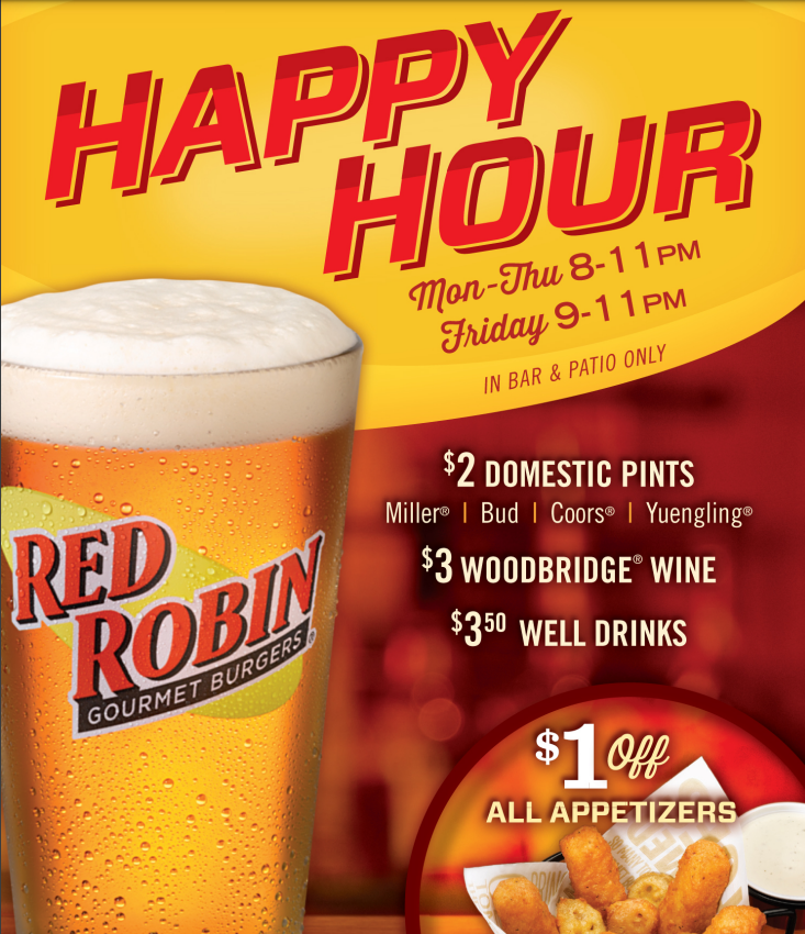 Red Robin Happy Hour Menu Deal USA