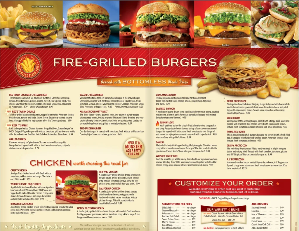 Red Robin Menu With Prices USA