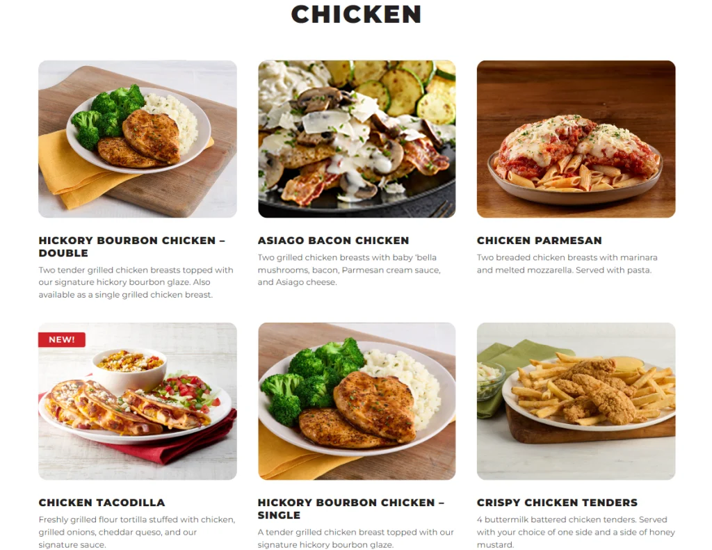 Ruby Tuesday Chicken Menu USA