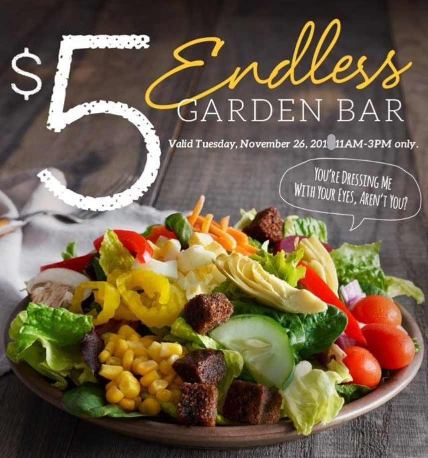 Ruby Tuesday Endless Garden Bar Menu Deal USA