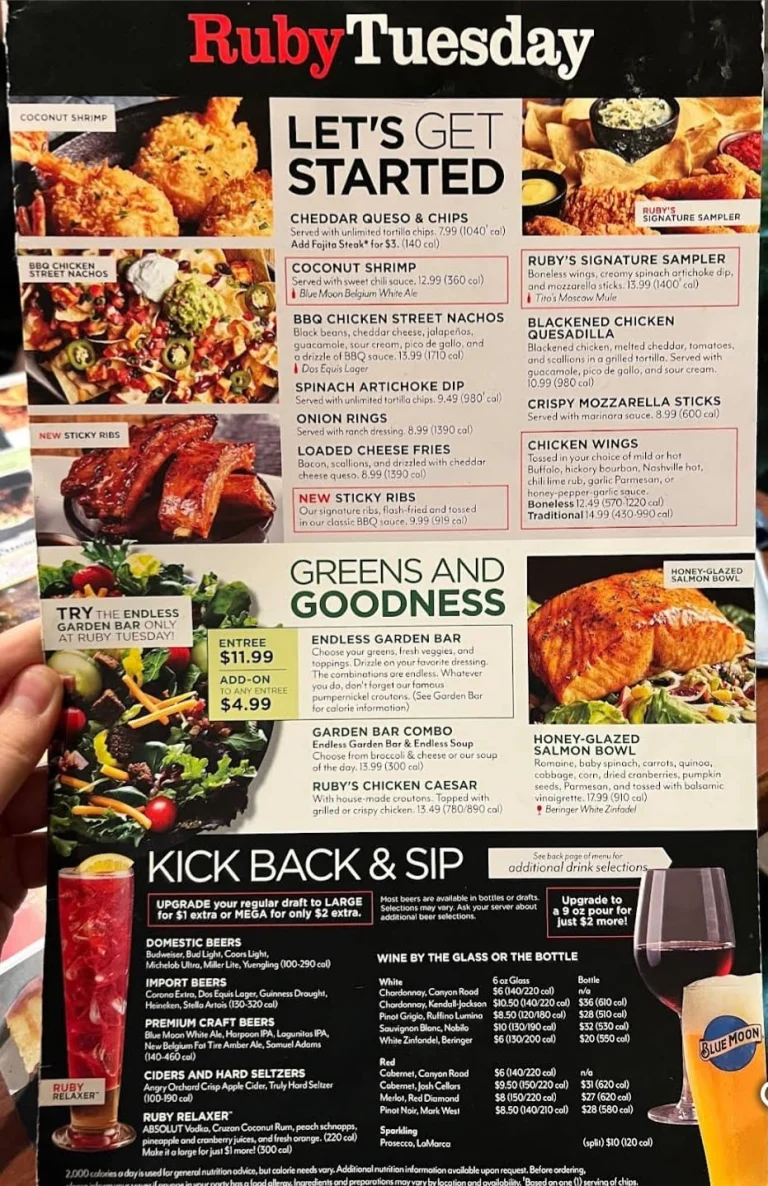 Ruby Tuesday Menu USA