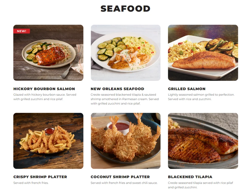 Ruby Tuesday Seafood Menu USA