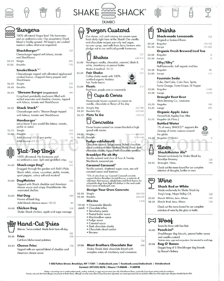 Shake Shack Menu With Prices USA